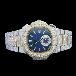 Latest Design Fully Iced Out Square Shaped Case Chronograph <b>Blue</b> Dial Moissanite Diamond Fashion Mechanical Fancy HipHop Jewelry - Product Image 2