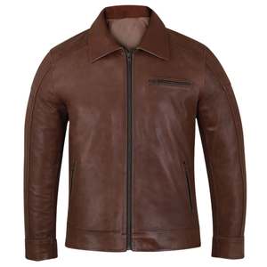 Blouson de moto vintage en cuir de vachette véritable ciré, avec détails brodés, nouveau design, fabrication artisanale haut de gamme - Product Image 1