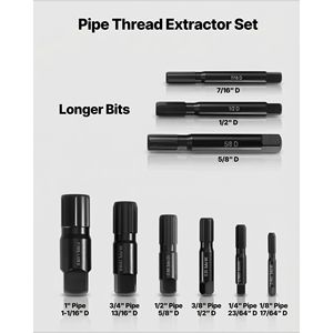 Set Estrattore Tubi in Acciaio Resistente da 9 Pezzi con Custodia Solida, in Acciaio Cr-Mo, per la Rimozione di Filettature da 1/8 di Pollice - Product Image 2