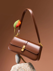 Bolso de Hombro de Cuero Patentado para Mujer, Cierre de Solapa con Broche, Bolso Bandolera Rojo Clásico, Duradero para Uso Diario - Product Image 2