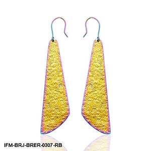 ต่างหูทองเหลืองทรงหยดน้ำทำมือ ดีไซน์เรขาคณิตเคลือบไทเทเนียม PVD สีรุ้ง ทนทานต่อการเปลี่ยนสี สไตล์โบฮีเมียน สำหรับงานปาร์ตี้ของผู้หญิง - Product Image 5