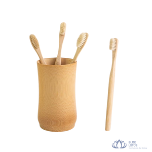 Brosse à dents à poils moyens, manche biodégradable, réutilisable, format voyage, format standard, soin d'hygiène quotidienne, Blue Lotus - Product Image 1