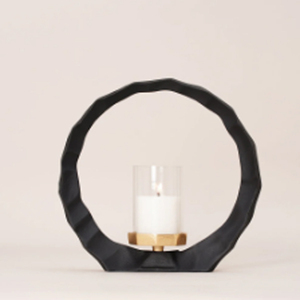 Juego de 2 portavelas de té de aluminio negro con efecto arrugado - Product Image 3