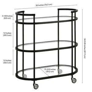 <b>Ceramic</b> Eco-Friendly Utility Cart Glass Shelves American Style Minimalist Design for Living Room Bedroom Interior Furniture - Product Image 5