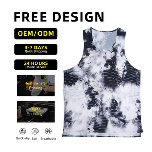 Camiseta Deportiva Personalizada para Hombre, Cuello Redondo, Secado Rápido, Transpirable, Poliéster, Sin Mangas, Impresión Digital por Transferencia de Calor - Product Image 1