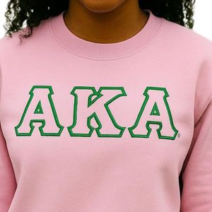 Pink Lettered Crewneck Sweatshirt <b>Green</b> Outline Graphic Cotton Fleece Pullover Long Sleeve Casual Fashion Top Women Streetwear - Product Image 4