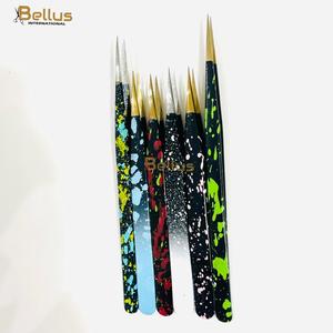 Bellus International Stainless Steel 6PCS <b>Lash</b> Tweezers Set Smooth Tip Powder Coated for Eyelash & Eyebrow OEM - Product Image 1