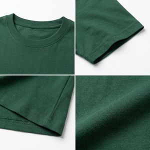 T-shirt en coton vert uni à manches courtes pour homme, coupe classique, col rond, style jersey décontracté - Product Image 5
