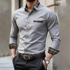 Camisa de manga larga sin planchado para hombre, camisa informal y cómoda de manga larga, camisa interior para primavera y otoño, talla grande - Product Image 5