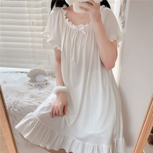 Chemises de nuit pour femmes, vêtements de détente en coton doux et mignons, chemises de nuit d'été à manches courtes - Product Image 1