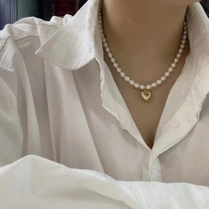 Collier de perles d'eau douce les plus vendues, 5-6 mm, pendentif cœur impeccable, cadeau de vacances, article de bijouterie - Product Image 4
