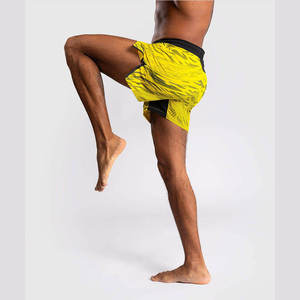Men's Yellow Printed MMA Shorts Quick Dry Regular Fit Adult Size Mixed Martial Arts Wear - Product Image 1