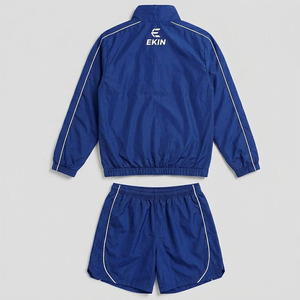 Wholesale Custom Logo <b>Mens</b> Navy Blue 2 Piece Tracksuit Set Lightweight Nylon Windbreaker <b>Jacket</b> And Shorts Piping Design - Product Image 2