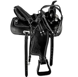 Silla de montar premium para largas paseos a caballo con asiento acolchado suave, estribos seguros, sillas de montar western de cuero genuino para ranch, MOQ bajo - Product Image 6