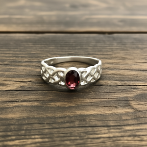 Celtic Style <b>Garnet</b> Fashion <b>Ring</b> 2.4 Grams Weight - Product Image 3