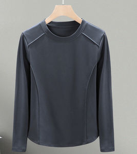 T-shirt d'entraînement pour femme, coupe slim, col rond, manches courtes, respirant, tricoté, style hip-hop, été - Product Image 3