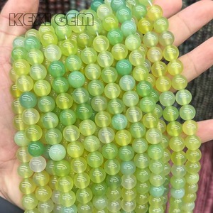 ลูกปัดหินอาเกตสีเขียวธรรมชาติขายส่ง ขนาด 6 มม. 8 มม. 10 มม. ลูกปัดอาเกตสีเขียวธรรมชาติทรงกลมเรียบสำหรับทำเครื่องประดับ - Product Image 1