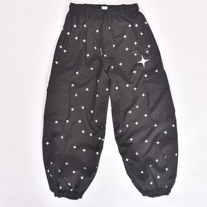 Pantalones de Esquí Negros con Estampado de Estrella de 4 Puntas, Cintura Elástica, Holgados y Estilo Baggy - Product Image 2