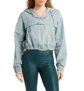 Veste coupe-vent courte en polyester et nylon pour femme, taille plus, respirante, à capuche, pour l'été - Product Image 3