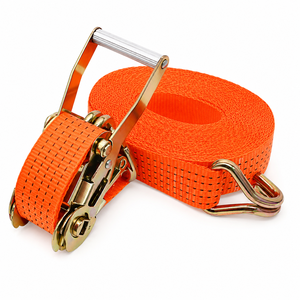 Correa de trinquete de poliéster de baja elasticidad y alta resistencia de 50 mm con ganchos dobles en J para camiones de plataforma y transporte de contenedores - Product Image 6
