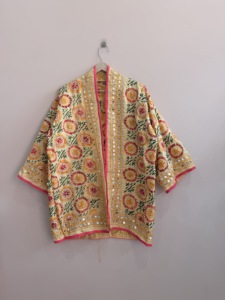 Phulkari Embroidered Handmade Viscose Georgette Luxury Robe <b>Jacket</b> for Women Festival Wear Breathable - Product Image 2