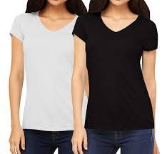 Camiseta de algodón premium para mujer, corte ajustado, cuello en V, suave, transpirable, manga corta, lisa, básica, de verano, a la moda. - Product Image 1