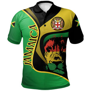 Camiseta de Manga Corta para Hombre con Estampado de León y Bandera de Jamaica, Corte Regular, Tejido de Spandex/Poliéster, Ropa Casual - Product Image 3