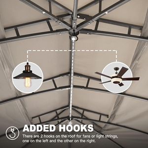 Carpa de Jardín de 10x14 Pies con Doble Techo, Estructura Metálica Resistente, Cortinas de Privacidad y Mosquiteras, Gazebo y Pérgola - Product Image 5