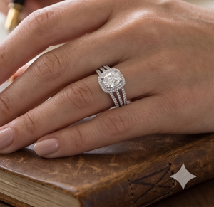 Anillo de Diamante Cultivado en Laboratorio con Halo, Corte Radiante, Piedra Central, Oro Blanco de 14 Quilates, Chapado en Rodio, Joyería de Moda para Boda, Compromiso y Novia - Product Image 3
