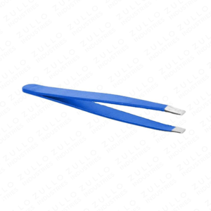 Blue Stainless Steel Slant Tip Eyebrow Tweezers Custom Private Label Hair Removal Personal Care Beauty <b>Tool</b> OEM - Product Image 6