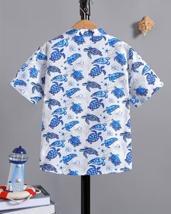 <span class=keywords><strong>Camisa</strong></span> Hawaiana Casual y Elegante para Hombre con Estampado Digital de Animales Marinos, Tela Ecológica de Poliéster/Algodón, Verano - Product Image 2