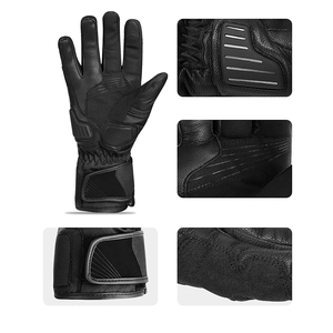 Guantes de Motocicleta de Cuero Genuino Negro de Primera Calidad, Impermeables, Deportivos, de Protección, para Motociclismo, Automovilismo y Carreras - Product Image 3