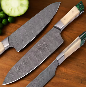 Vente en gros de couteaux de chef professionnels de qualité supérieure, service OEM ODM personnalisé, PRESTIGE BLADES, manche en bois dur, acier Damas - Product Image 6