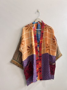 Robe kimono en soie indienne pour femme, courte, pour l'été, tenue décontractée - Product Image 3
