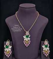 Ensemble collier pendentif paon 11614 avec zircone cubique, pierres précieuses vertes, roses et jaunes, boucles d'oreilles assorties, bijoux de mode pour mariage et fête