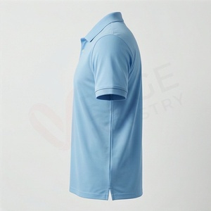 Men's <b>Navy</b> <b>Blue</b> Short Sleeve 100% Polyester Pique for <b>Shirt</b> Casual Breathable Anti-Wrinkle Regular Fit Solid Knitted Design - Product Image 4