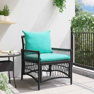 Chaise de jardin en polyrotin noir 60 x 70 x 78 cm – Siège extérieur élégant - Product Image 3