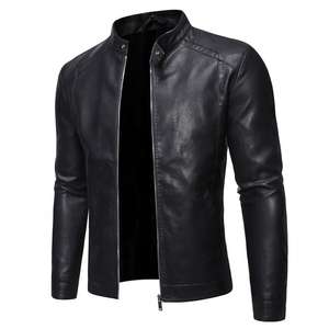 Chaqueta de Cuero Sintético PU de Alta Calidad para Motociclistas, Estilo Clásico, Corte Ajustado, Resistente al Viento, Color Negro, para Hombre - Product Image 1