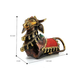 Tribal vache déesse Temple Art pur laiton support multicolore 7x4 pouces doré à la main bureau Table haut décoration de la maison vente directe - Product Image 3