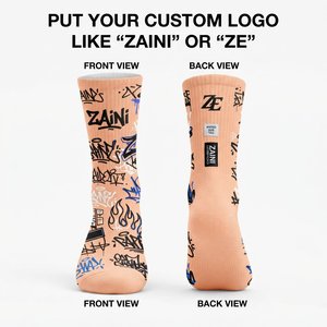 Premium Quality Spandex/Polyester/Cotton Blend Compression <b>Socks</b> 200 GSM Peach Orange <b>Black</b> Blue White Ribbed Cuff Custom Logo - Product Image 1