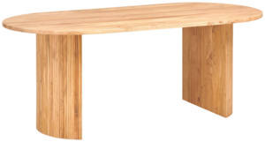 Mesa de Comedor de Estilo Americano con Base de Pedestal y Diseño Ovalado, Acabado Natural, para Comedor, Cocina, Restaurante, Casa de Campo - Product Image 2