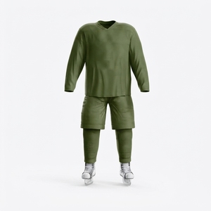 Conjunto completo de uniforme de hockey con camiseta deportiva y pantalones cortos a juego, tela ligera y transpirable, ajuste cómodo y adecuado. - Product Image 1