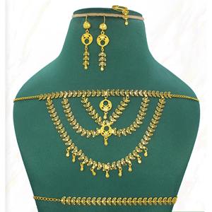 Parure de bijoux collier avec boucles d'oreilles en laiton plaqué or pur parure de bijoux collier design haute qualité Émirats arabes unis Dubaï - Product Image 4