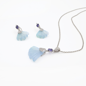 Ensemble pendentif et boucles d'oreilles en argent sterling 925 avec onyx bleu océan et iolite naturelle, plaqué rhodium, bijoux fins OEM ODM - Product Image 1