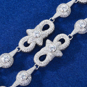 Luxury Women's 925 Silver Crystal <b>Bracelet</b> Flower Pave Setting Rhodium Plated Chain Link Design Wedding Jewelry - Product Image 3