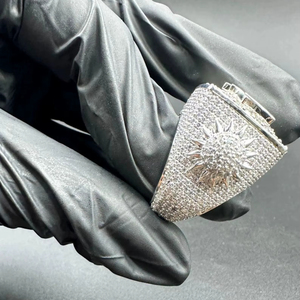 Anillo de Plata de Ley 925 con Diamante de Corte Brillante Redondo Estilo Rapper de Lujo, VVS, Hip Hop, Proveedor de Logotipos Personalizados, Venta al Por Mayor - Product Image 3