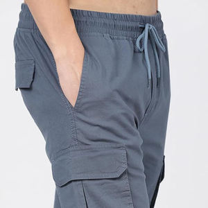 กางเกงจ็อกเกอร์ผ้าผสมคอตตอนโพลีเอสเตอร์สำหรับผู้ชาย สีพิกเมนต์ ย้อมสีทั้งตัว สไตล์วินเทจ ลุคสตรีทแวร์ - Product Image 4