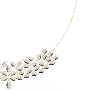 Yellow Gold Round Lab Grown Diamond Leaf <b>Statement</b> <b>Necklace</b> for Women | Elegant Wedding Bridal Jewelry Gift - Product Image 4