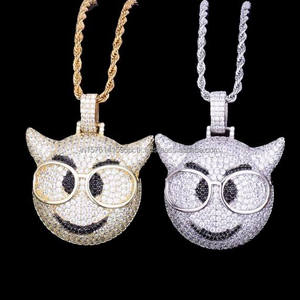 Pendentif Moissanite Visage de Chat Dessin Animé Glacé, Micro-Pavé Thème, Plaqué Rhodium, Argent 925, Style Hip Hop, Certifié Luxe Unisexe - Product Image 1