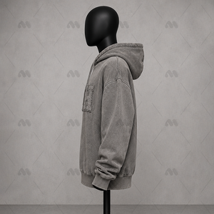 Sweat à capuche unisexe surdimensionné en coton molletonné lavé, 350g, de haute qualité, écologique, personnalisable OEM, style vintage - Product Image 4
